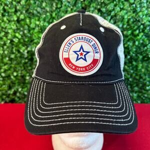 Ellen's Stardust Diner NYC Trucker Hat Cap Black White Embroidered Patch Retro